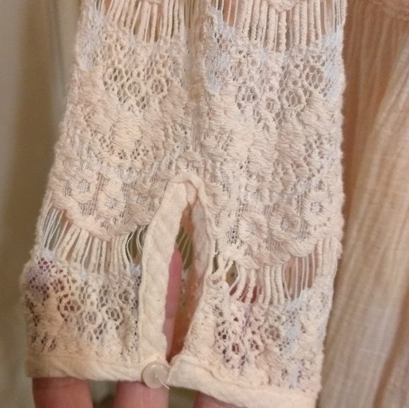 Boutique crochet blush gauze cotton dress NWOT *D1 - Picture 7 of 8